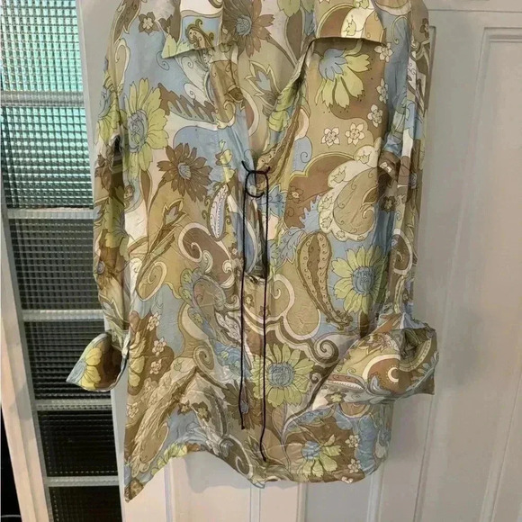 J. Lindeberg Stockholm women’s floral laced up front collar shirt sz EU 36 US S - Picture 2 of 10